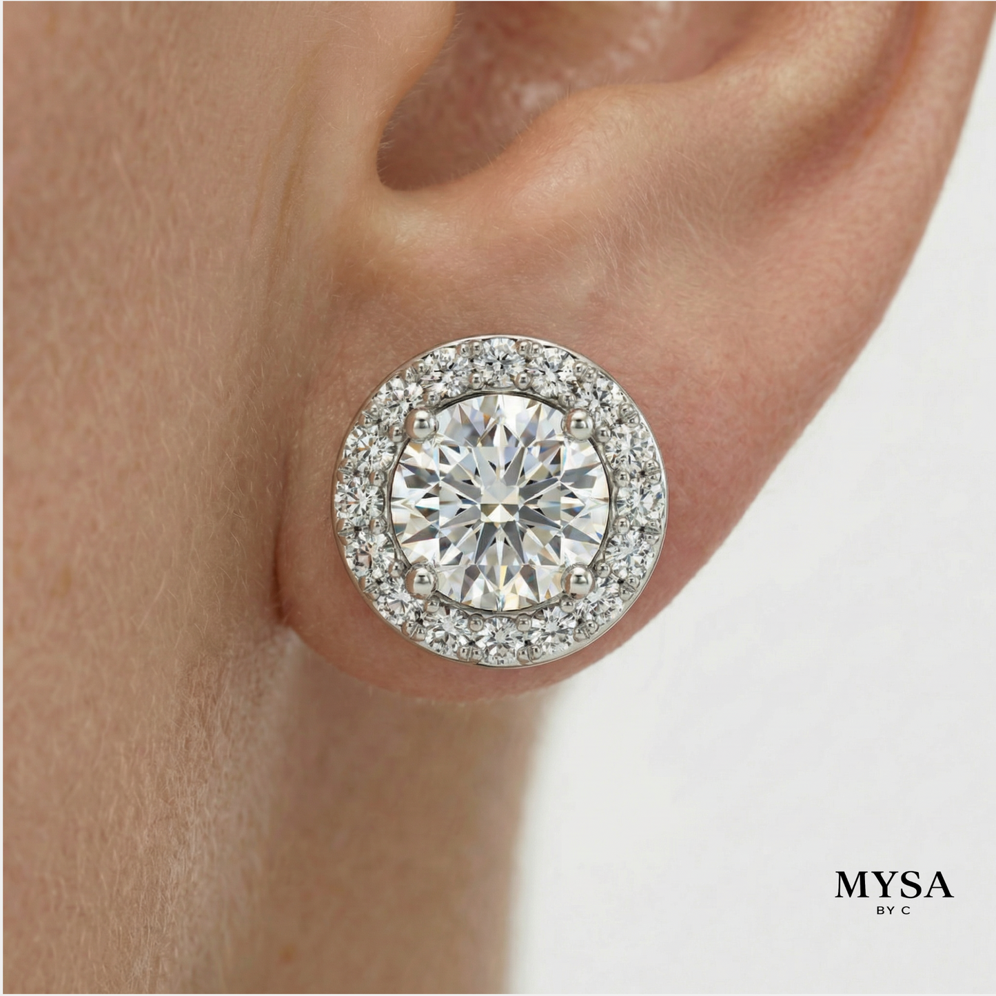 Classic Halo Moissanite Studs