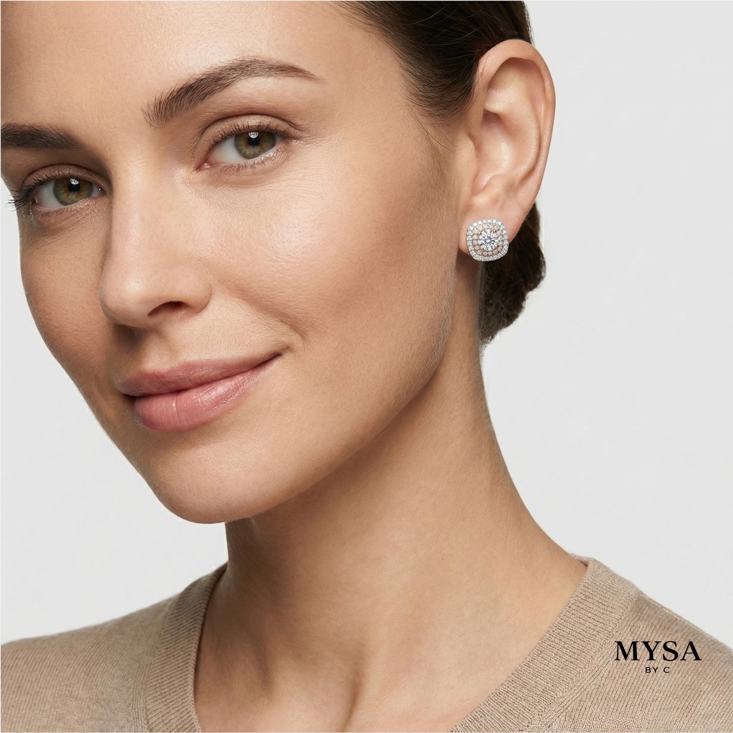 MYSA Rosé Halo Silver Plated Stud Earrings