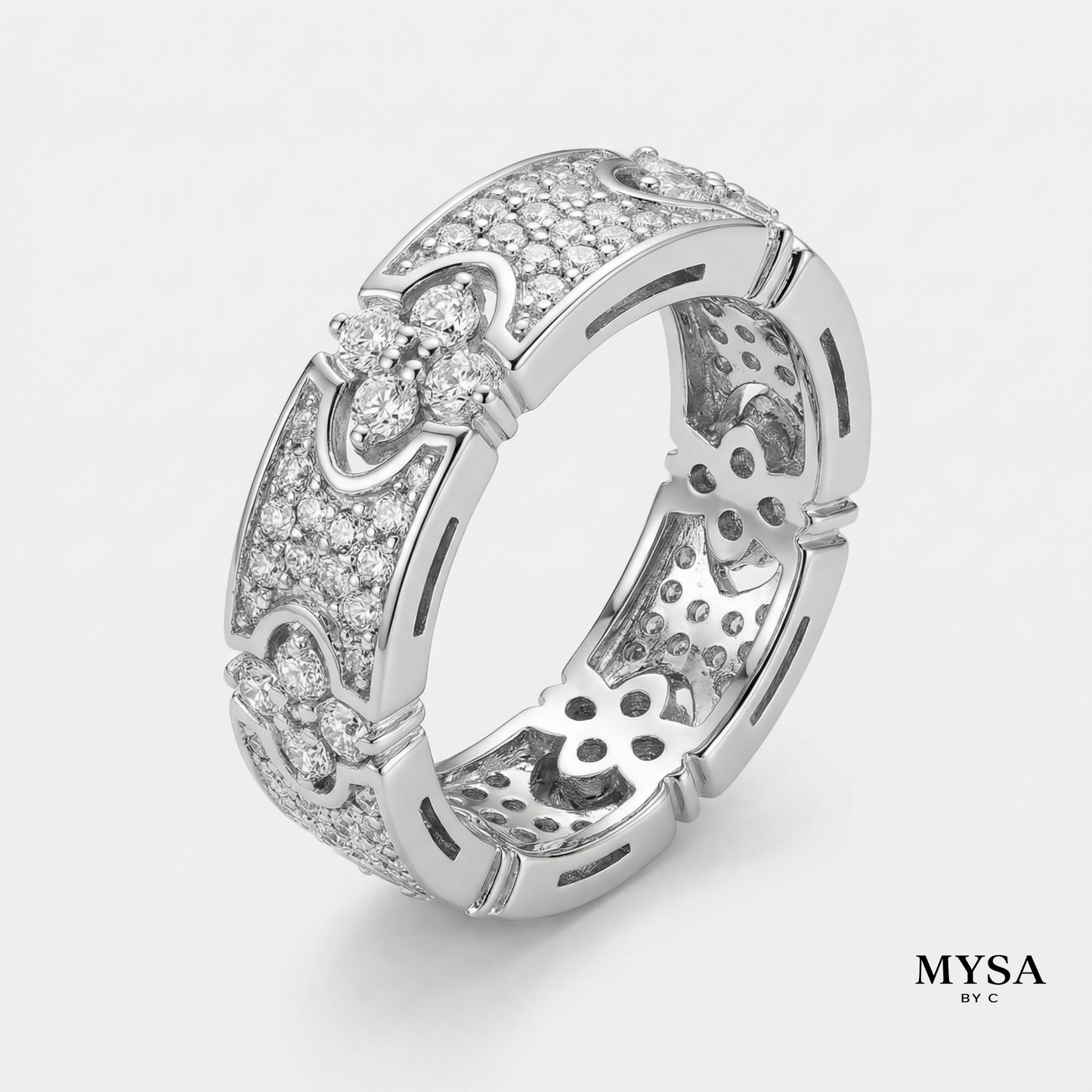 Floral Pavé Band Ring