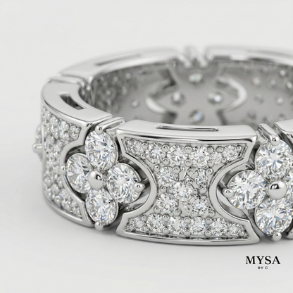 Floral Pavé Band Ring