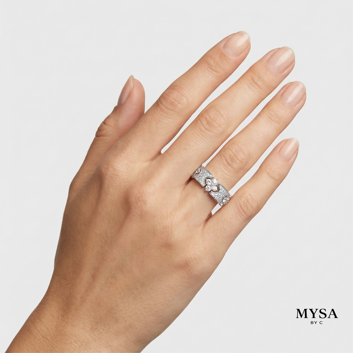 Floral Pavé Band Ring
