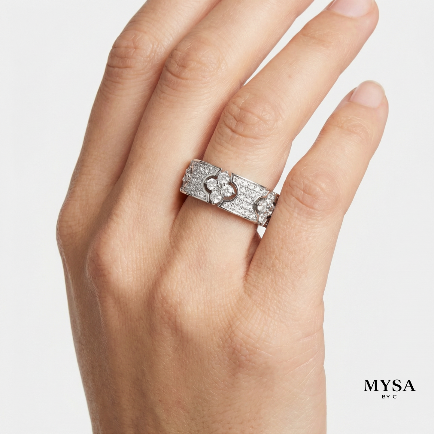 Floral Pavé Band Ring