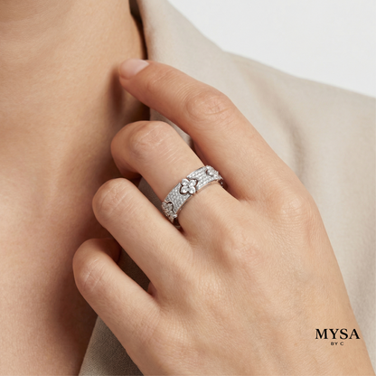 Floral Pavé Band Ring