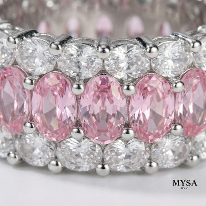 MYSA Pink Eternity Glow Ring Cincin Wanita Silver Mewah Kristal Pink Cubic Zirconia